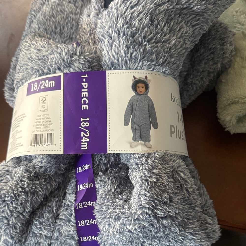 Koala Baby Blue Plush 1-Piece Outfit